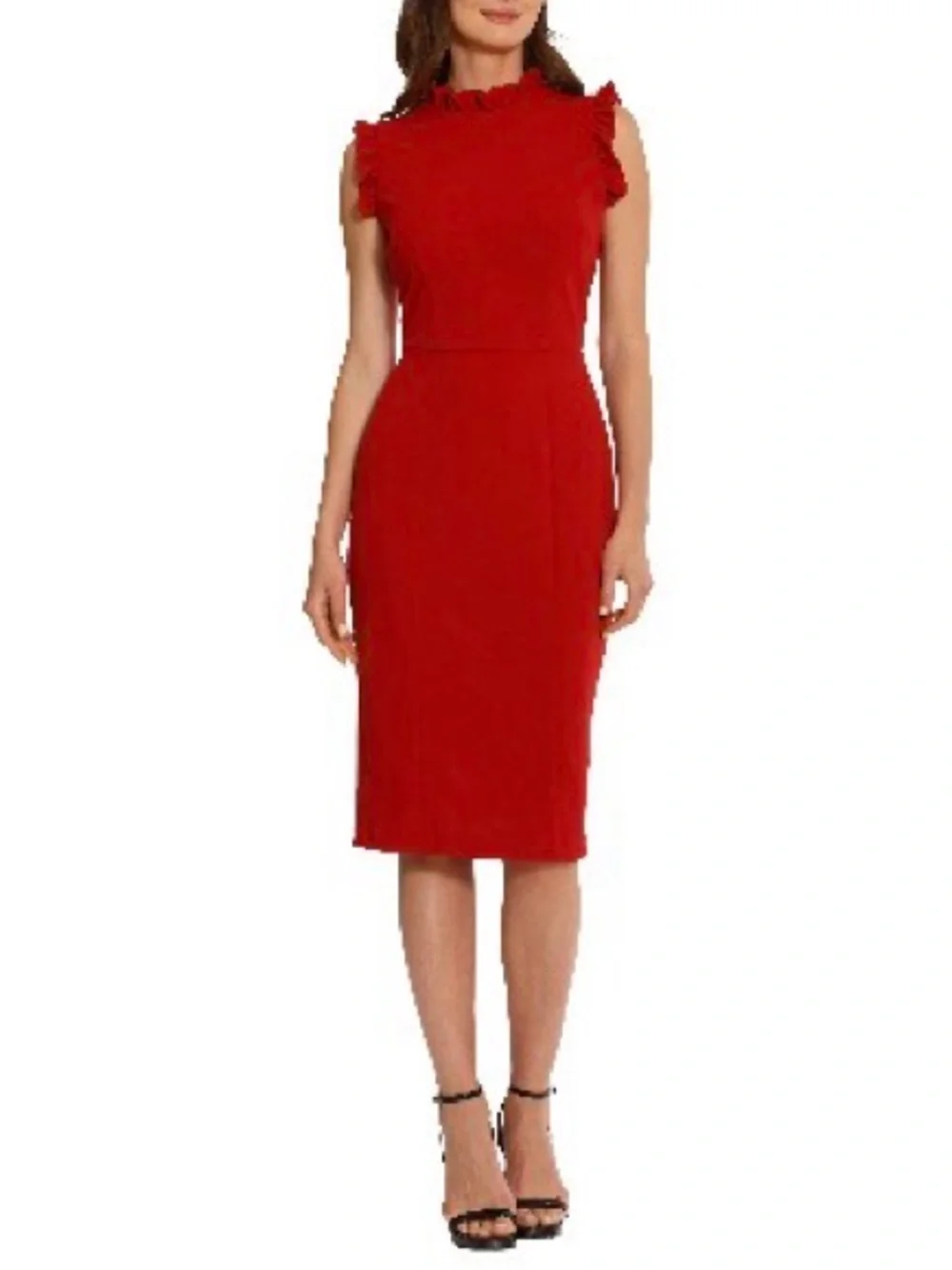 maggy london dresses Jean by Flutter Sleeve High-Low Midi Dress in Pink & Black DRY CLEAN Maggy London G5360M - Knee-Length
